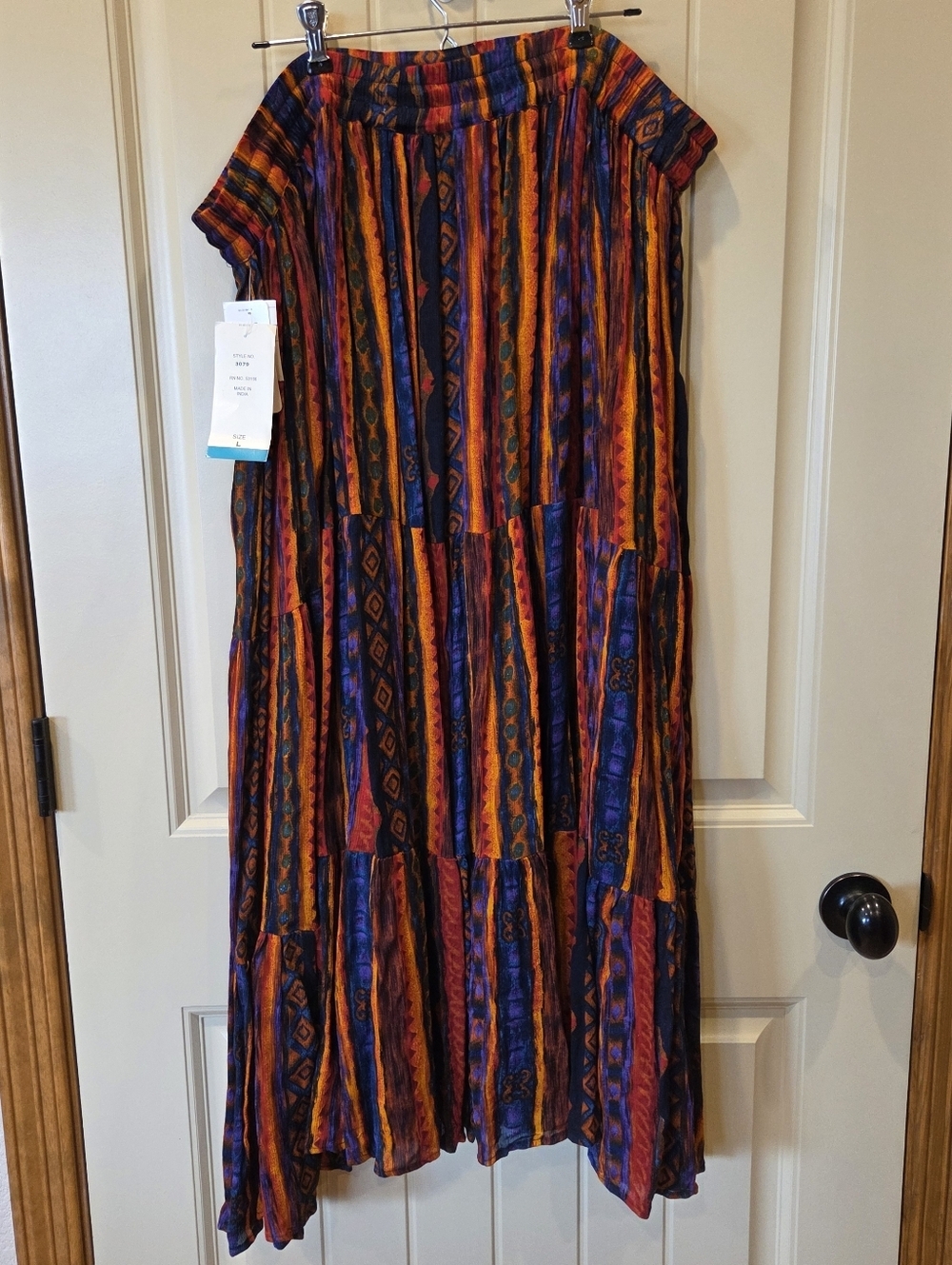 NWT Vintage 90s Worthington Boho Tiered Maxi Skirt Large Geometric Ikat Print - Picture 8 of 14